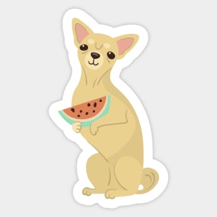 Chihuahua Dog with watermelon Sticker